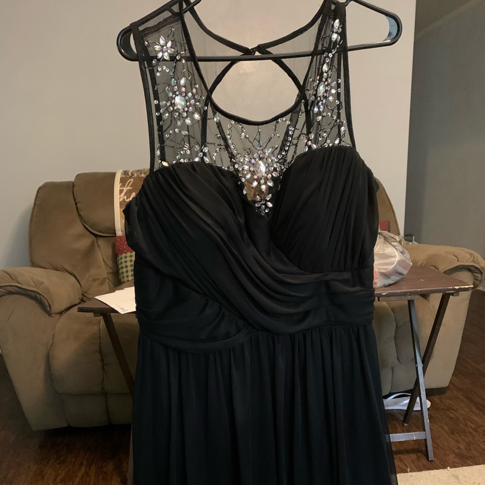 Black,Short, formal dress with rhinestones